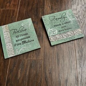 Turquoise/green wall plaques